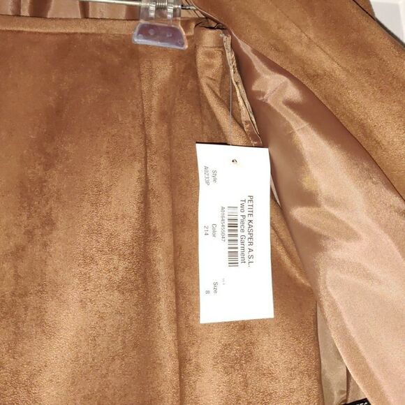 Kasper A.S.L. Petite Polyester‎ Caramel Brown Suit - Picture 7 of 7